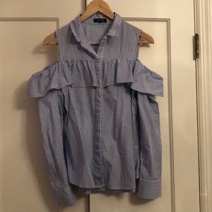 Long Sleeve Blue and White Striped Top